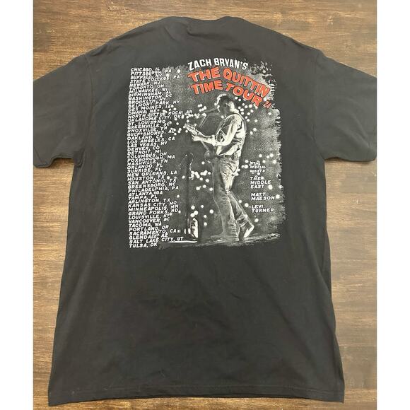 Zach Bryan’s The Quittin Time Tour ‘24 T Shirt Men’s Medium Black Cotton - Picture 2 of 5